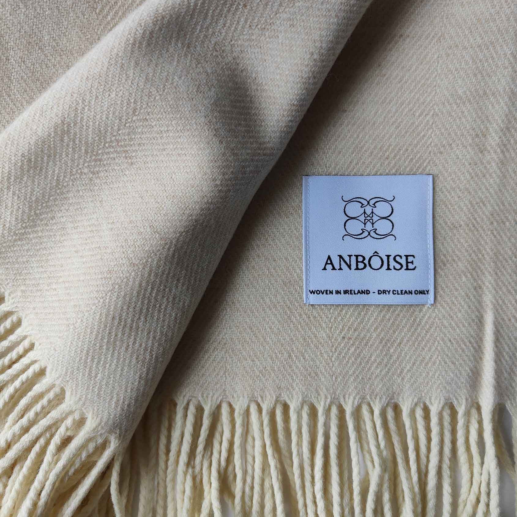 Nicole extra‑large cream Merino wool throw – woven in Ireland