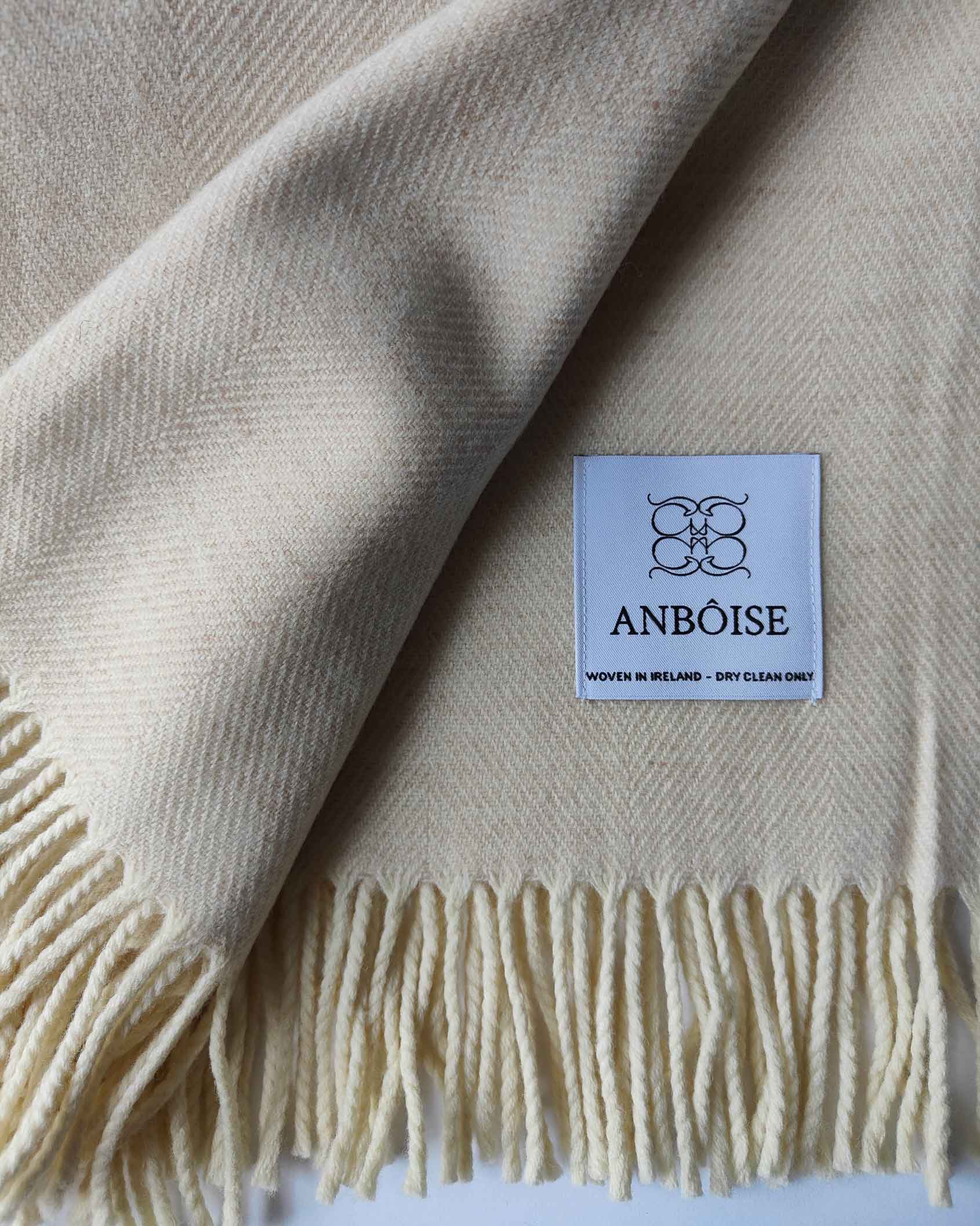 Nicole extra‑large cream Merino wool throw – woven in Ireland