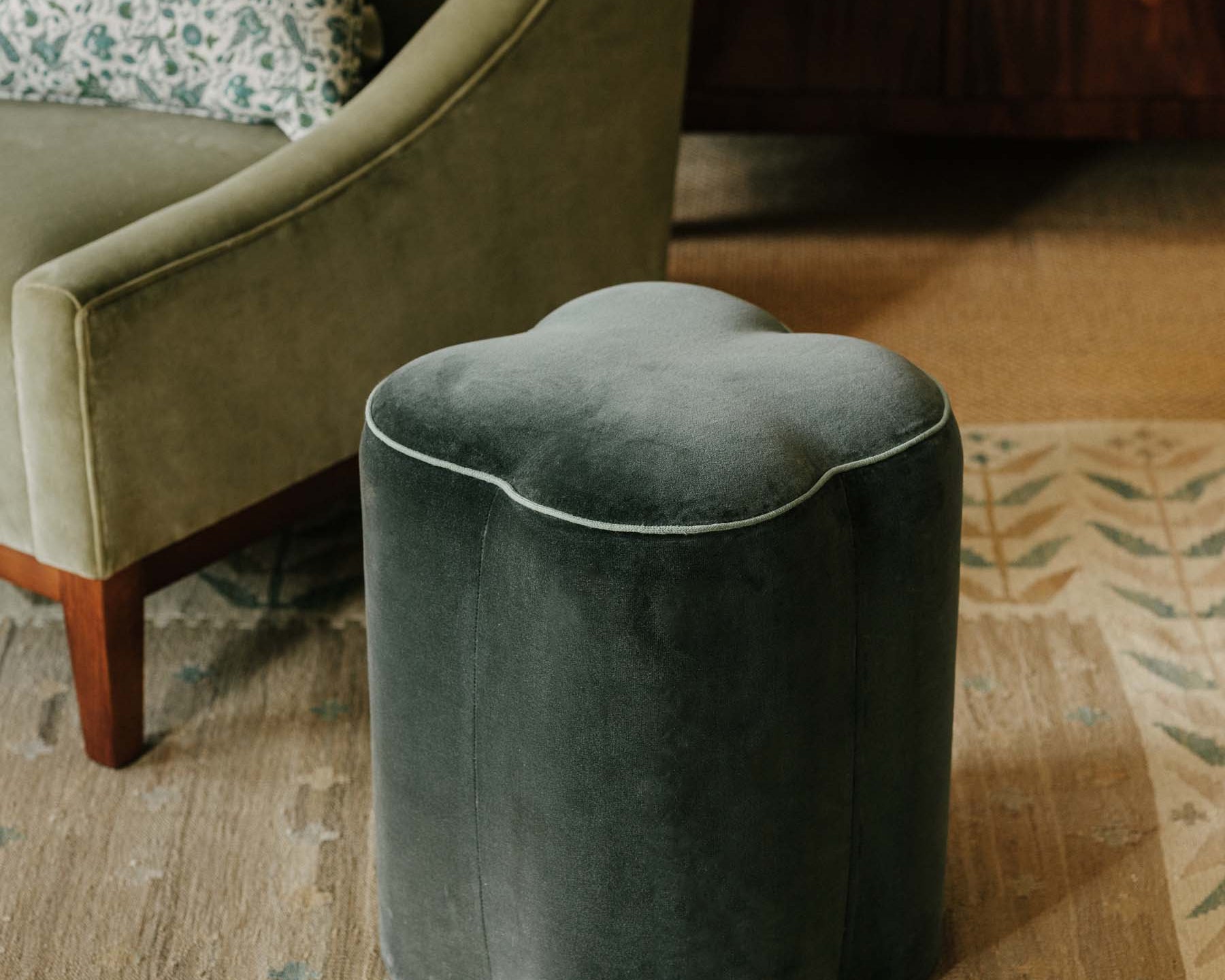 The luxury bespoke Quatrefoil Stool is handmade in the UK | Anboise